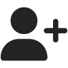 User silhouette icon with a plus sign next to it.