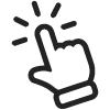 Pointer finger clicking with motion lines icon.