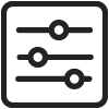 Icon of a horizontal three-line gauge slider.