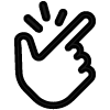 Icon of a hand snapping with motion and sound lines.