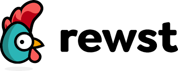 A rooster icon in the logo for the business "Rewst."