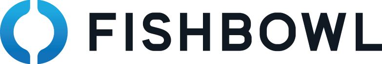 An outlined blue circle in the logo for the business "fishbowl."