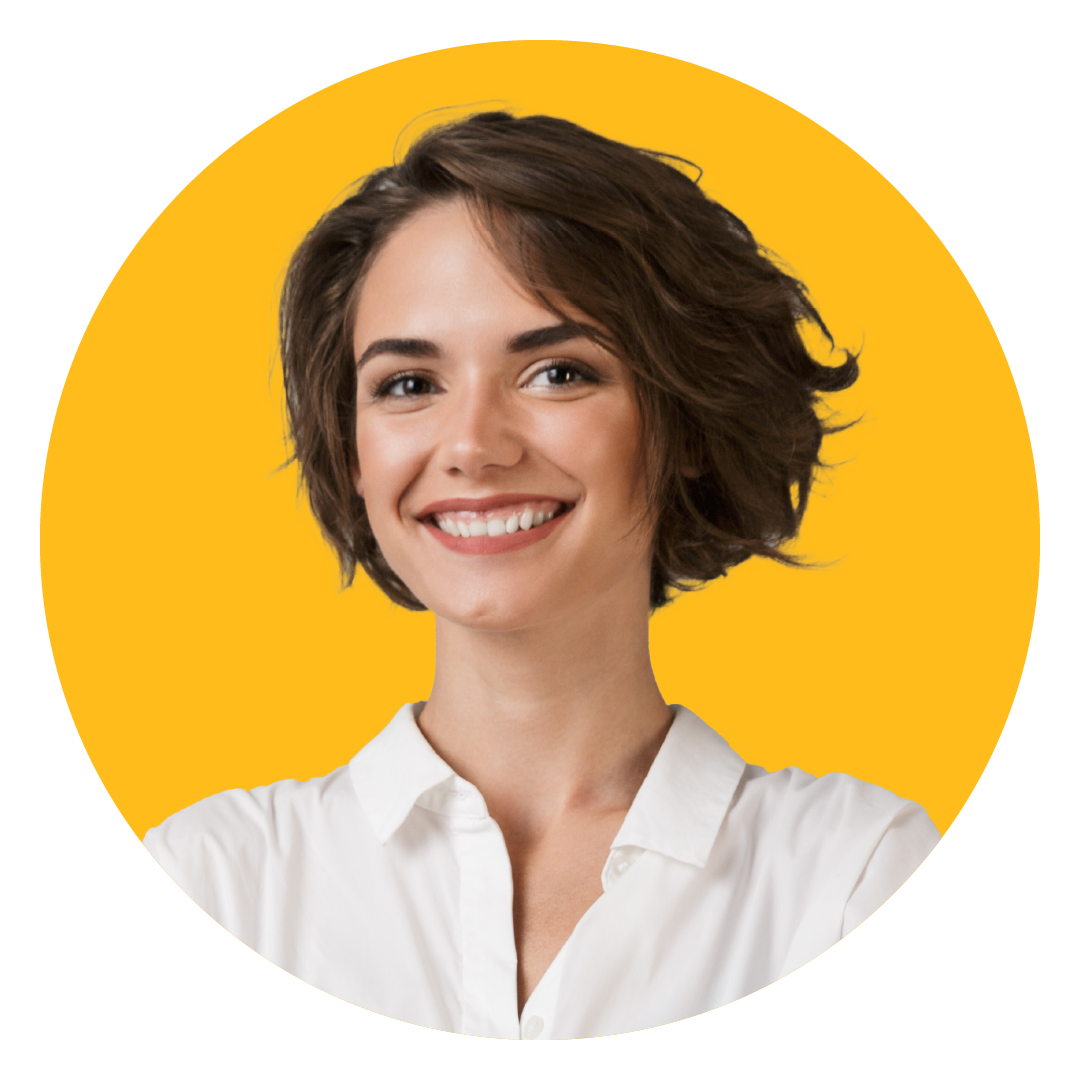 A smiling Channel Resellers partner with a yellow background.