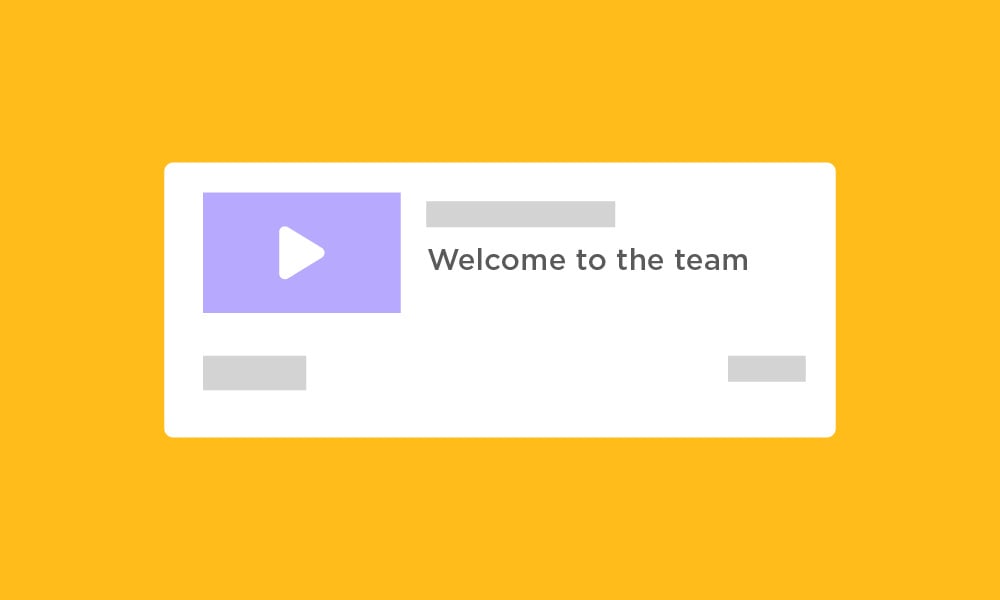 Video asset thumbnail in purple, created for onboarding and training users.