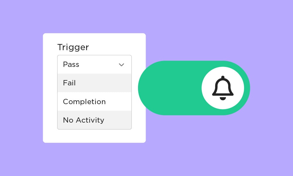 Triggers settings showing a dropdown menu and notifications enabled.